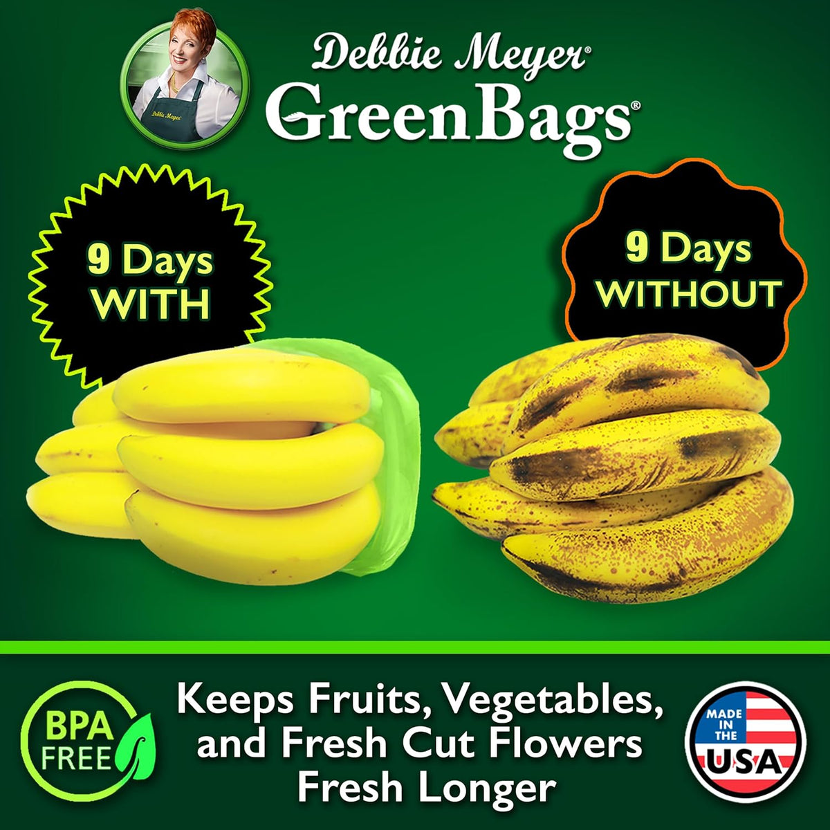 Debbie Meyer GreenBags, 32-Pack (16M, 8L, 8XL), Reusable Food Storage Bags