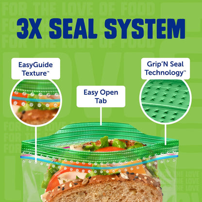 Ziploc XL Sandwich Bags, Food Storage, 90 Count (30 Count, 3-Pack)