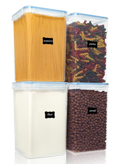 Vtopmart 5.2L Flour Sugar Storage Containers, 4 PCS, Black