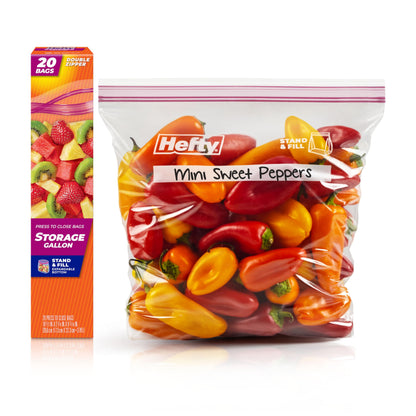 Hefty Press to Close Food Storage Bags, Gallon Size, 20ct