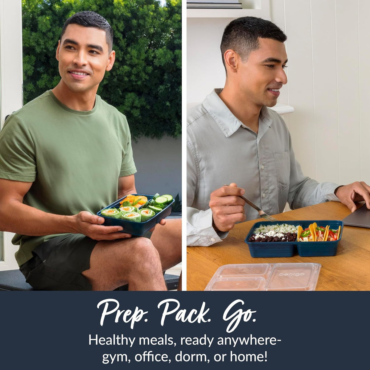 Bentgo Prep 3-Compartment Meal Prep Containers with Lids, 20 Piece Set