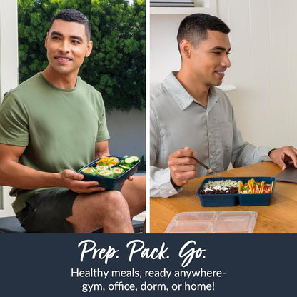 Bentgo Prep 3-Compartment Meal Prep Containers with Lids, 20 Piece Set