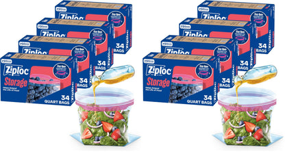Ziploc Quart Food Storage Bags, 136 Total Bags (34 Count, 4-Pack)