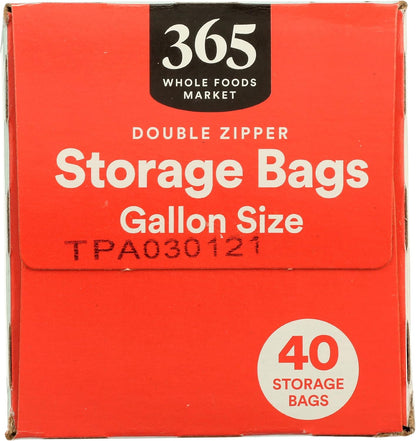 365 by Whole Foods Market, Gallon Size Storage Bags, Double Zipper, 40 Count