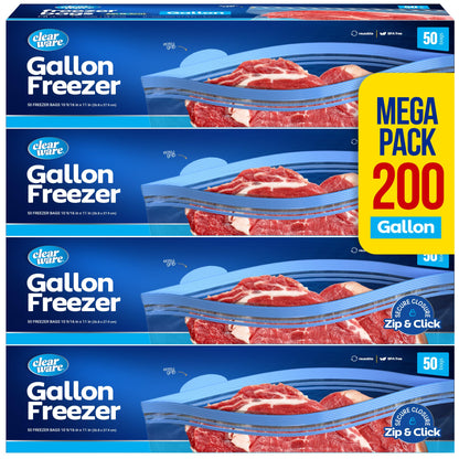 Gallon Freezer Bags, Double Zipper Seal - 100 Count, Thick Resealable Plastic storage Bags - Reusable Gallon Storage Bags for Food Storage, Meat, Vegetables, Fruit, BPA Free - 2 Boxes