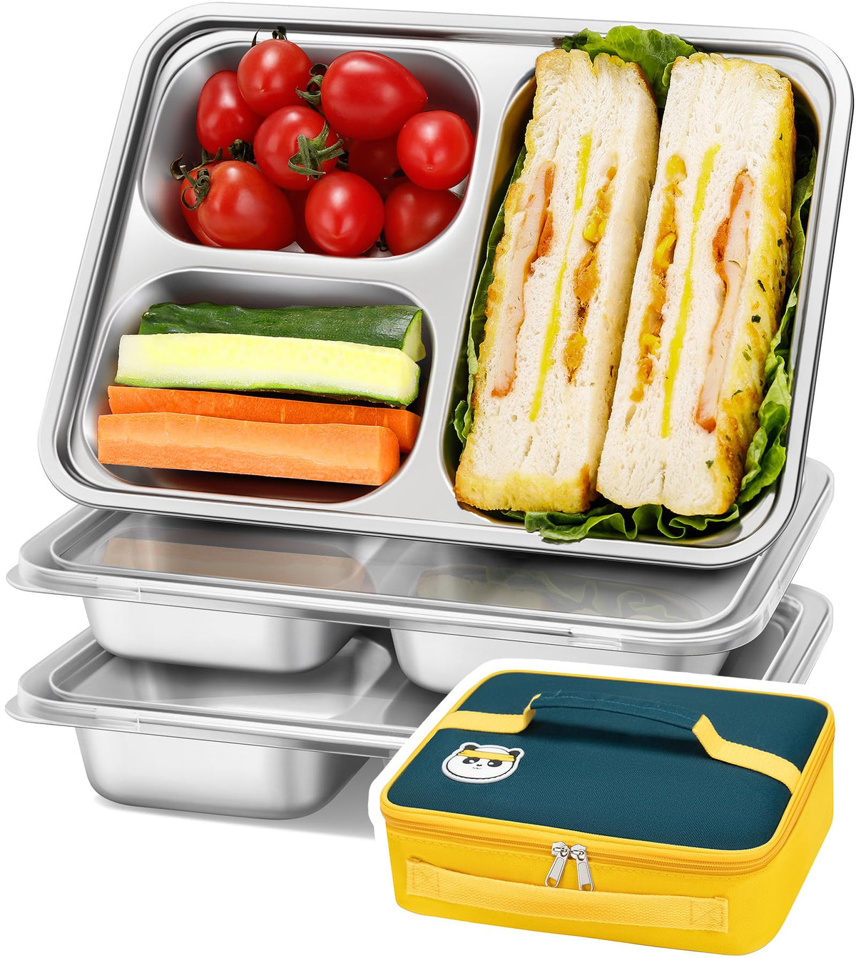 3-Pack Stainless Steel Snack Containers & Kids Lunch Boxes, 20 oz Each
