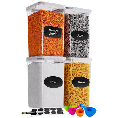 Chef's Path Extra Large Airtight Food Storage Containers with Lids, Pack of 2, 6.5L, 220Oz, Airtight Kitchen and Pantry Bulk Canisters for Flour, Sugar, Rice, and Baking Supplies - Transparent