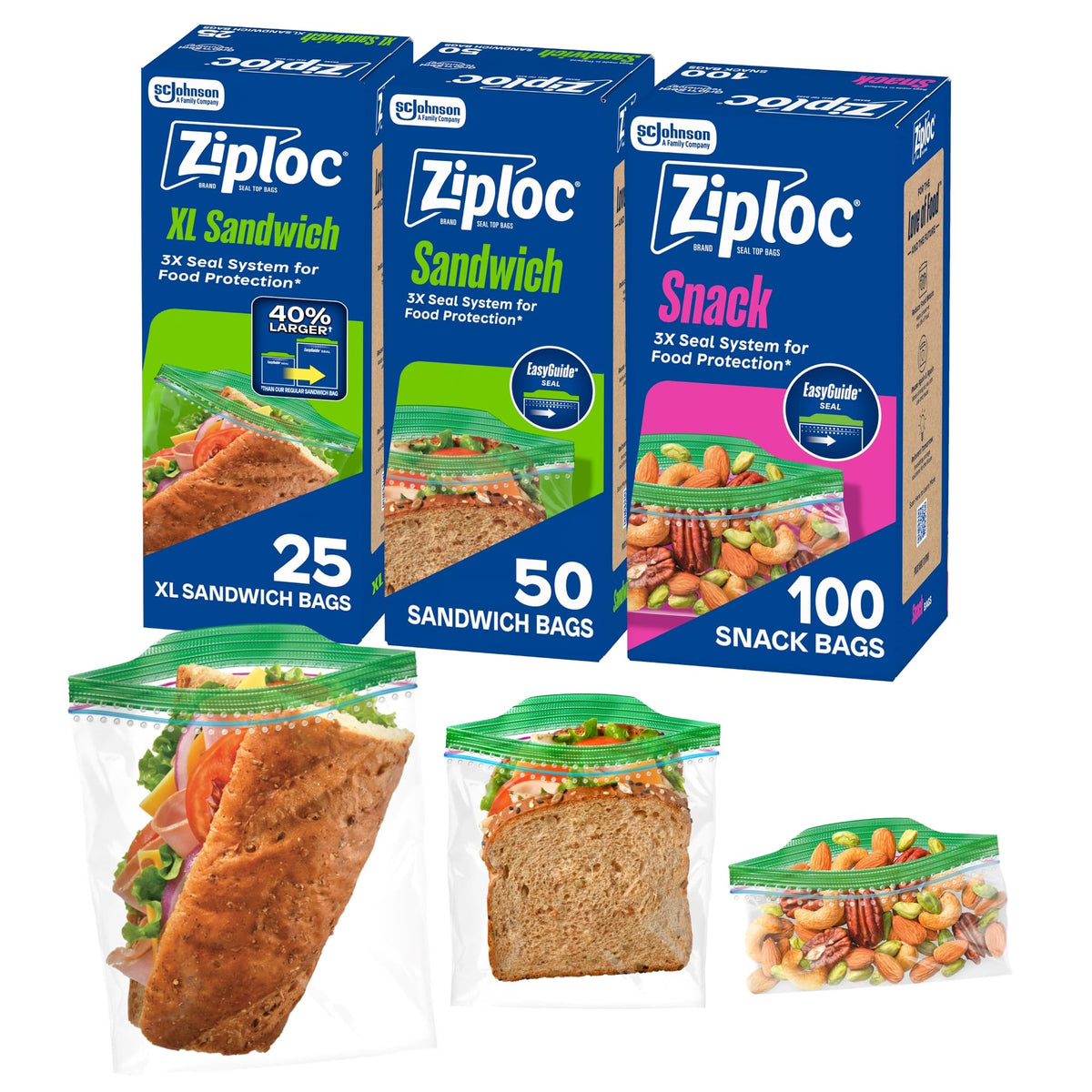 Ziploc Food Storage & Sandwich Bags Variety Pack, 635 Total Bags