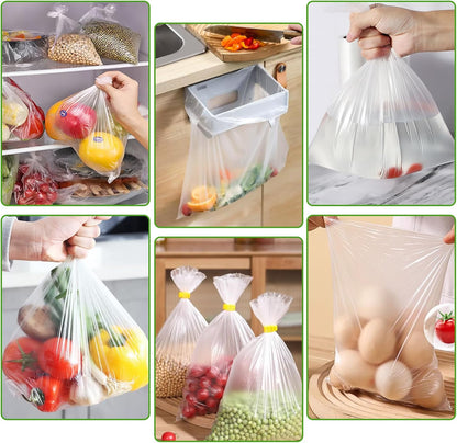 FungLam 12”×20” Plastic Produce Bags on a Roll, Clear Food Storage Bags for Bread, Vegetables, Fruits and Meat, Continuous Plastic Bags for Kitchen, Refrigerator Storage, 350 Bags/Roll