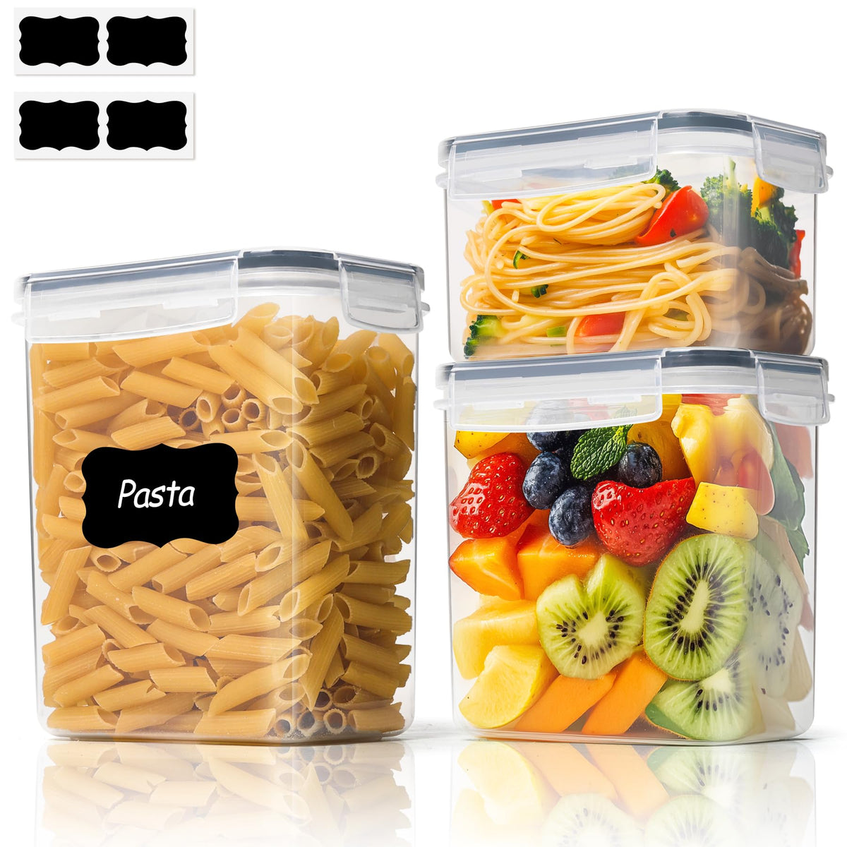 ComSaf Airtight Flour and Sugar Container 2.6Qt & 5.5Qt 3Pack, Wide Mouth