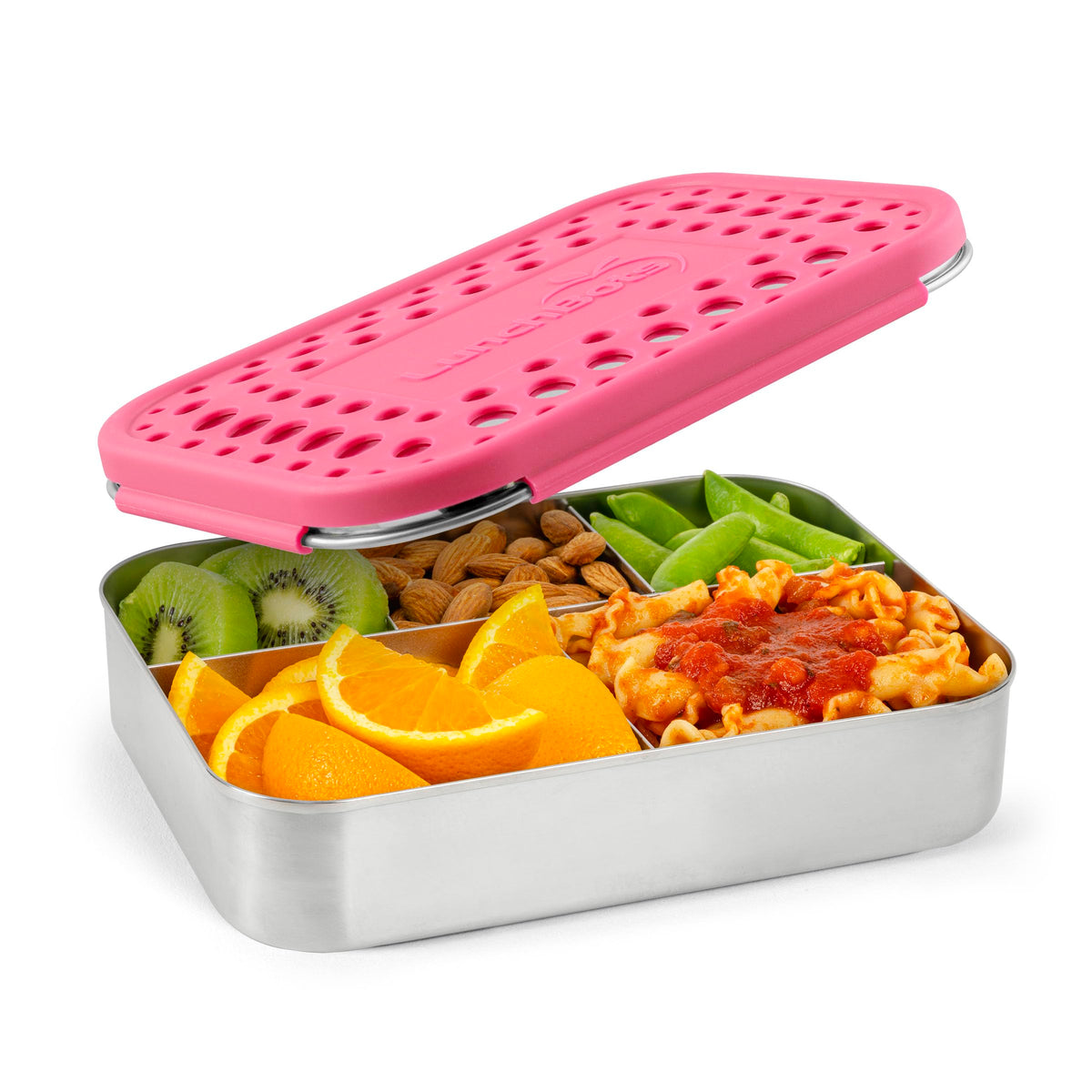 LunchBots Medium Trio Stainless Steel Kids Bento Box 3-Section 32oz