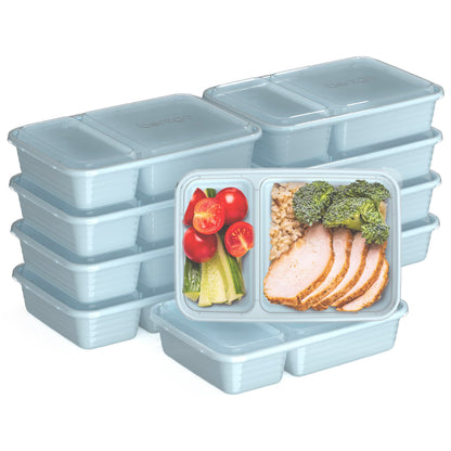 Bentgo Prep - 20-Piece 2-Compartment Reusable Meal Prep Containers with Lids, PFAS & BPA Free Materials, Durable, Microwave, Freezer, & Dishwasher Safe To Go Food Storage (Sky)
