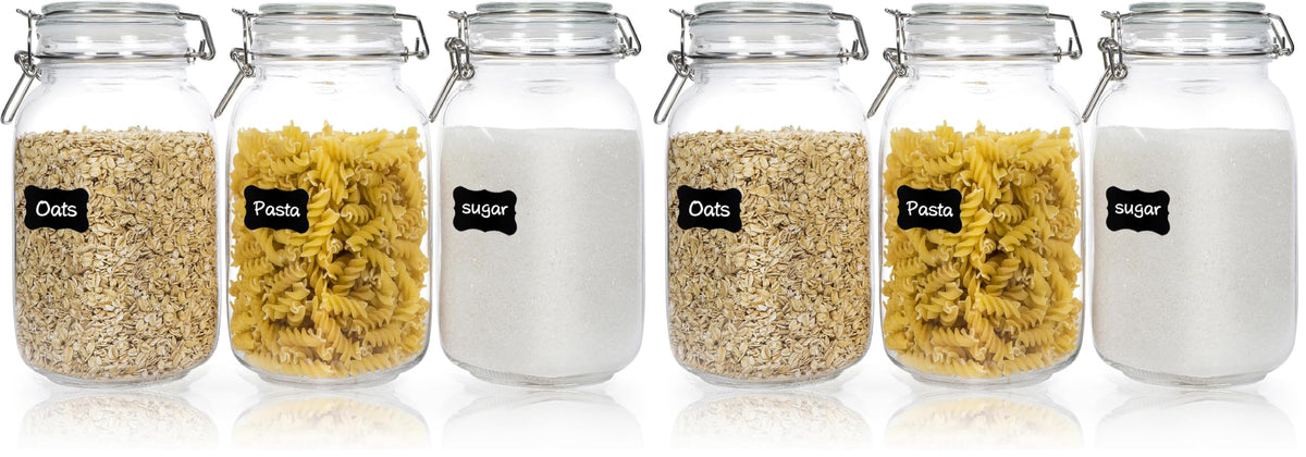 CHEFSTORY 50oz Glass Food Storage Jars with Airtight Clamp Lids, 3 Pack