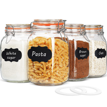 Qianfenie 1.1 Gallon Wide Mouth Airtight Glass Storage Containers with Lids