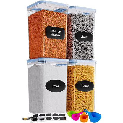 Chef's Path Extra Large Airtight Food Storage Containers with Lids, Pack of 2, 6.5L, 220Oz, Airtight Kitchen and Pantry Bulk Canisters for Flour, Sugar, Rice, and Baking Supplies - Transparent