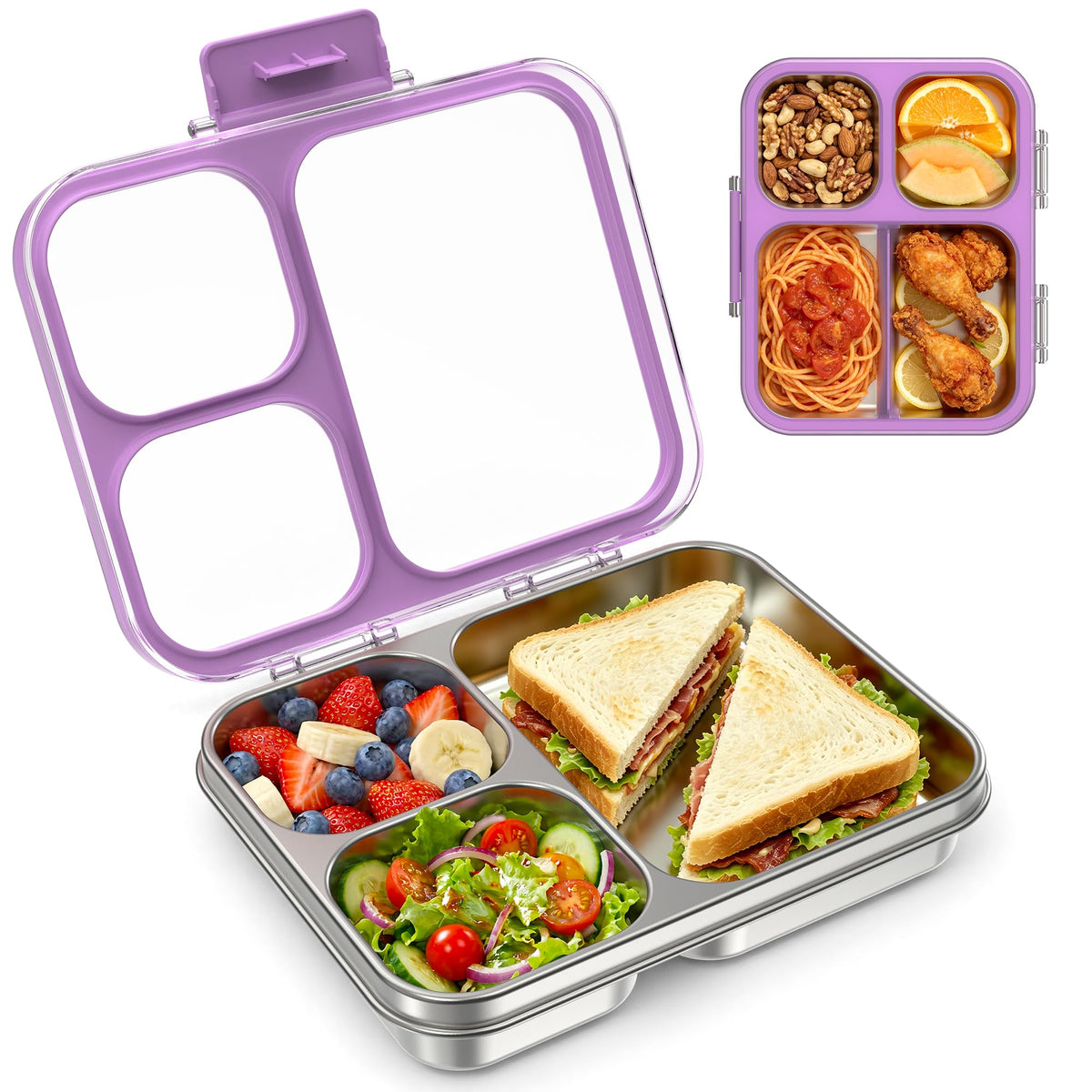 LOHASOK Stainless Steel Bento Lunch Box, 800ml, Pink