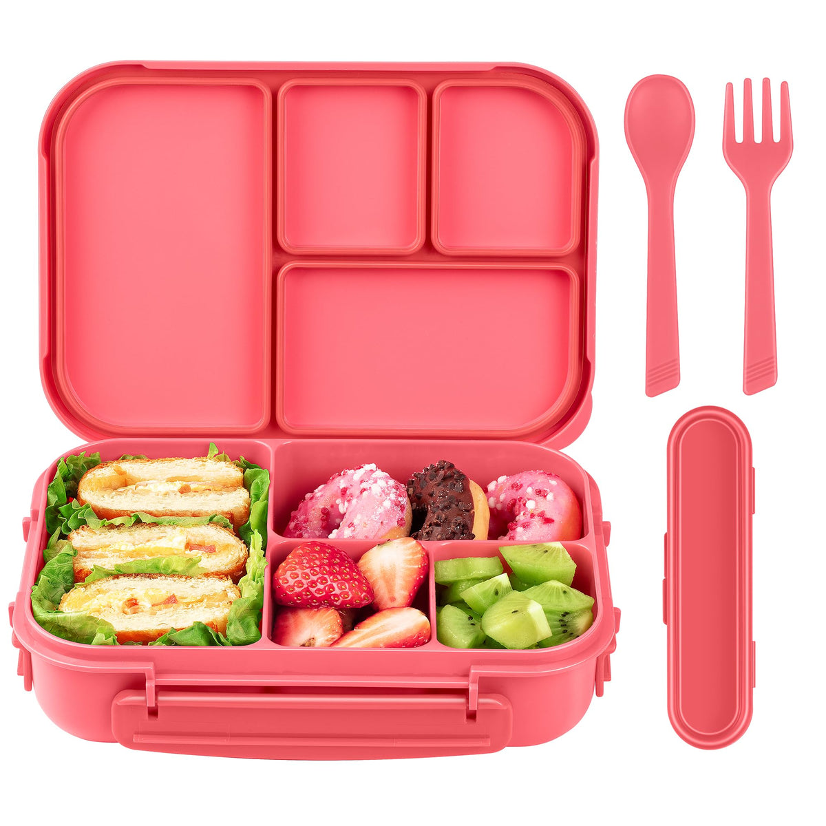 Amathley Lunch Box Kids,Bento Box Adult,Leakproof Lunch Containers for Adults/Kids/Toddler,1200ML-4 Compartments bento Lunch box with Utensil,Microwave & Dishwasher & Freezer Safe (Dark Gray)