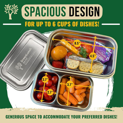 GreenLunch Stainless Steel Bento Box for Adults & Teens, 6 Cup, Brown