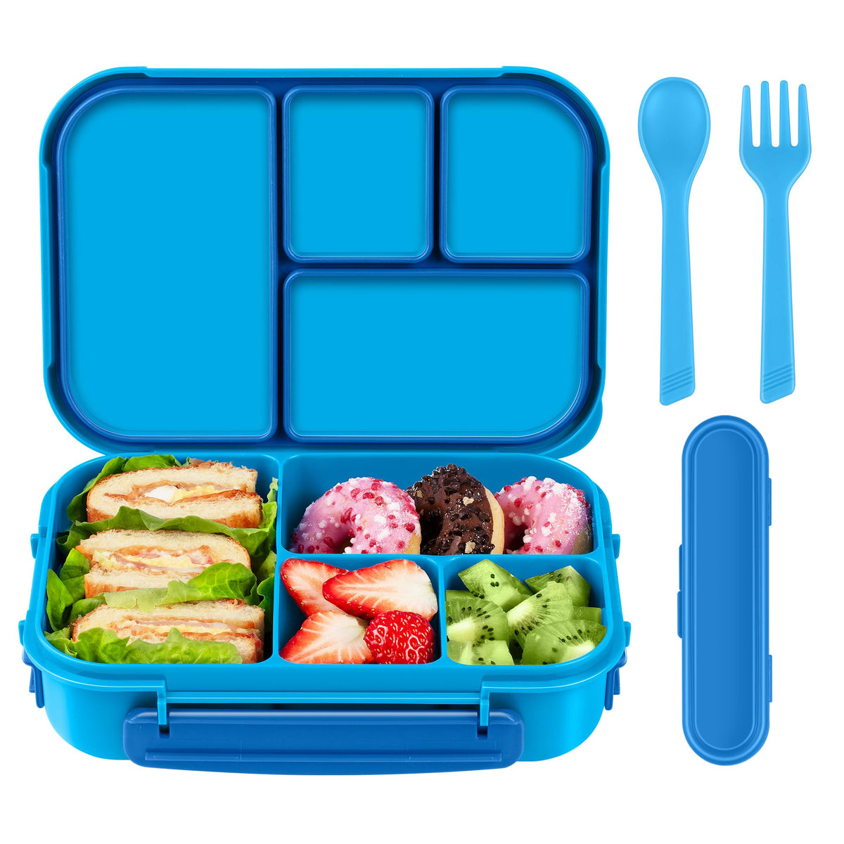 Amathley Lunch Box Kids,Bento Box Adult,Leakproof Lunch Containers for Adults/Kids/Toddler,1200ML-4 Compartments bento Lunch box with Utensil,Microwave & Dishwasher & Freezer Safe (Dark Gray)