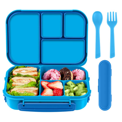Amathley Lunch Box Kids,Bento Box Adult,Leakproof Lunch Containers for Adults/Kids/Toddler,1200ML-4 Compartments bento Lunch box with Utensil,Microwave & Dishwasher & Freezer Safe (Dark Gray)
