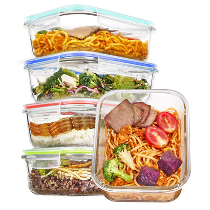 Vtopmart 5Pack 22oz Glass Storage Containers with Lids, Grey