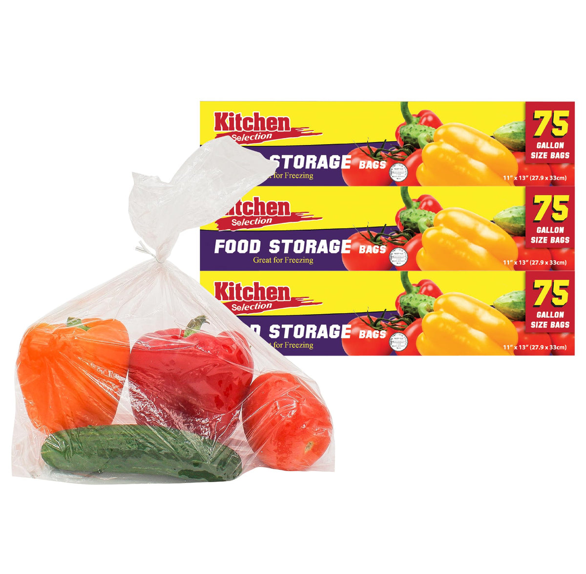 PARTY BARGAINS 1 Gallon Food Storage Bags with Twist-Ties, 11" x 13" (225 Count) – Heavy Duty Plastic Food Saver Bags for Kitchen, Meal Prep, Freezer & Pantry Organization