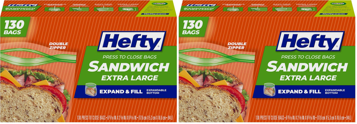 Hefty Press to Close Food Storage Bags, Gallon Size, 20ct