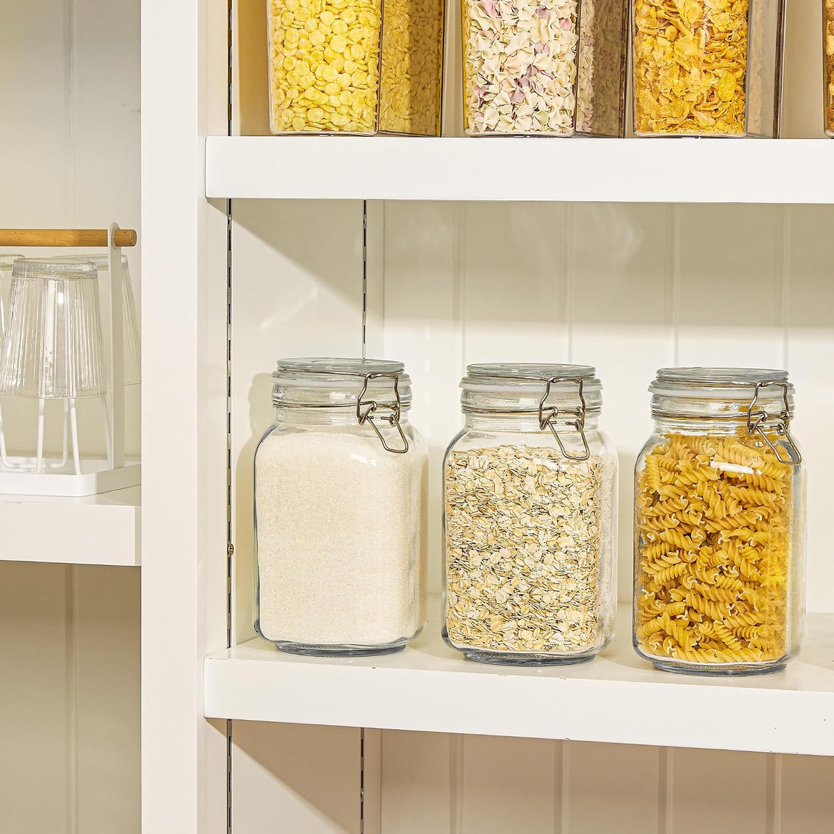 CHEFSTORY 50oz Glass Food Storage Jars with Airtight Clamp Lids, 3 Pack