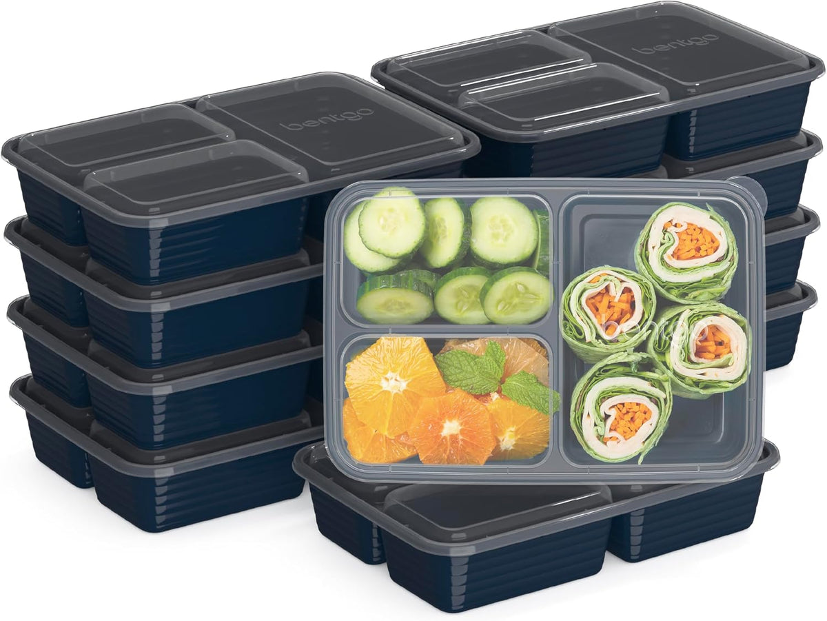 Bentgo Prep 3-Compartment Meal Prep Containers with Lids, 20 Piece Set