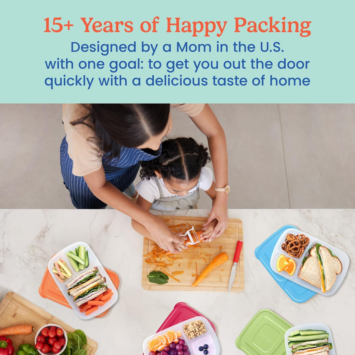 Bentgo Easyboxes - Original Stackable Lunch Boxes - Reusable 3-Compartment Food Containers for Kids and Adults - Bento Lunch Box for Meal Prep, School, & Work - BPA Free, Set of 4 (Classic)