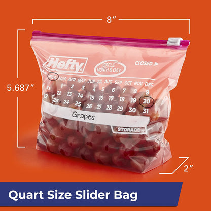 Hefty Calendar Slider Storage Bags, Quart Size, 4pk, 40ct (160 Total)