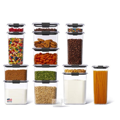 Rubbermaid Brilliance 12-Cup Airtight Food Storage Container, Perfect for Pantry Staples, Clear/Grey