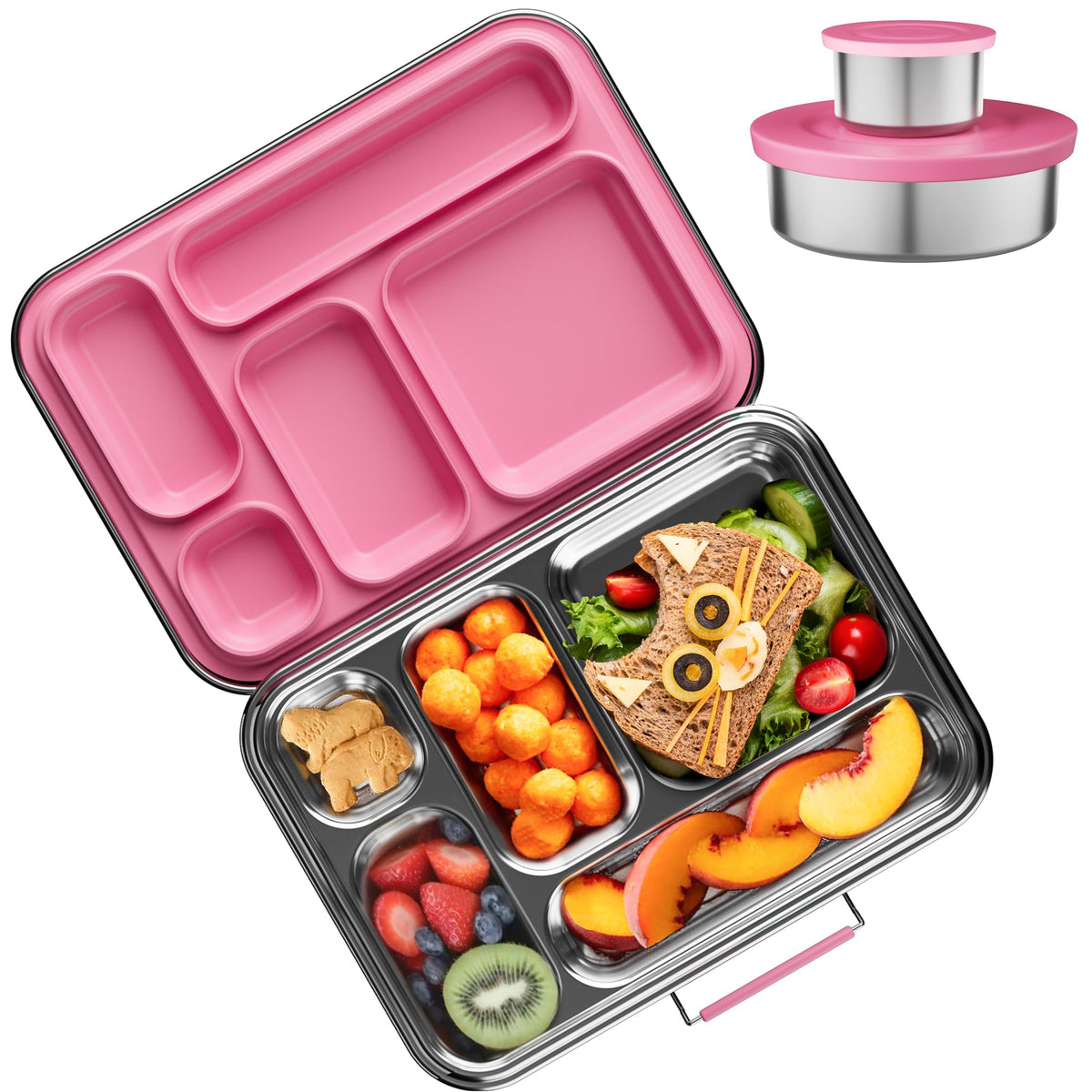 AOHEA Stainless Steel Bento Box Kids, Kids Metal Bento Lunch Box BPA Free Lunch Box Containers 304 Stainless Steel Bento Box for School and Office(Bule)
