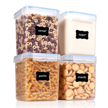 Vtopmart 5.2L Flour Sugar Storage Containers, 4 PCS, Black