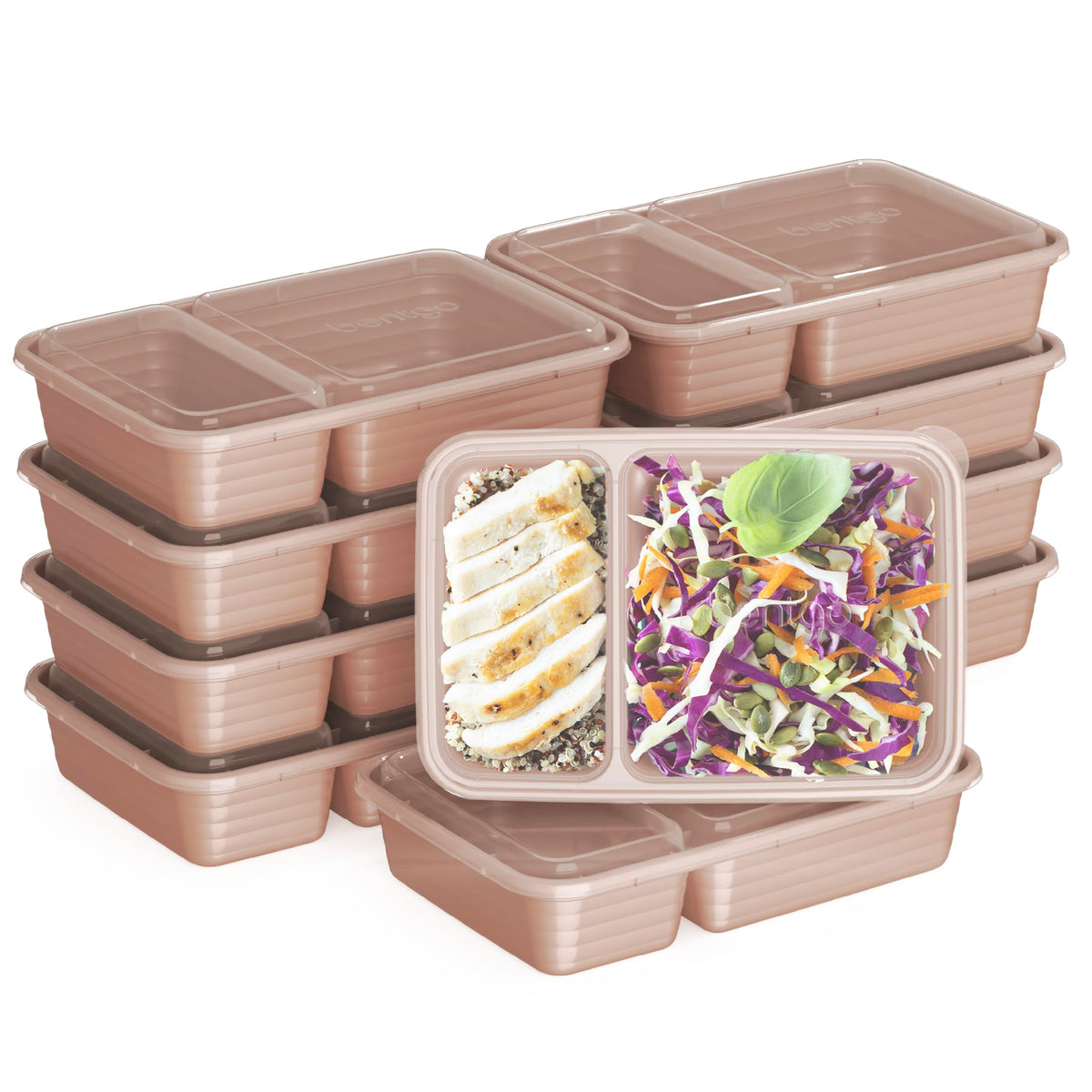 Bentgo Prep - 20-Piece 2-Compartment Reusable Meal Prep Containers with Lids, PFAS & BPA Free Materials, Durable, Microwave, Freezer, & Dishwasher Safe To Go Food Storage (Sky)