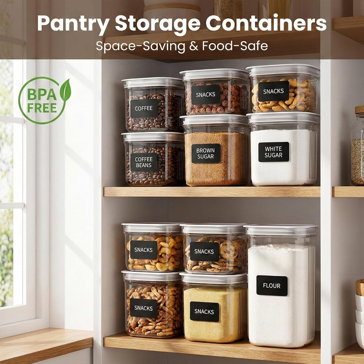 Airtight Food Storage Containers with Lids, 4 Pcs Set BPA Free Clear Sturdy Kitchen Pantry Organization Canisters for Herbs, Coffee, Tea - Keeps Food Fresh & Dry (Transparent-4pcs)