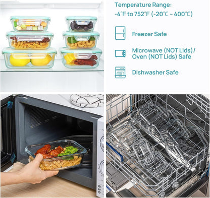 Vtopmart 8 Pack Glass Food Storage Containers with Airtight Lids