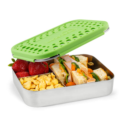 LunchBots Medium Trio Stainless Steel Kids Bento Box 3-Section 32oz