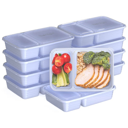 Bentgo Prep - 20-Piece 2-Compartment Reusable Meal Prep Containers with Lids, PFAS & BPA Free Materials, Durable, Microwave, Freezer, & Dishwasher Safe To Go Food Storage (Sky)