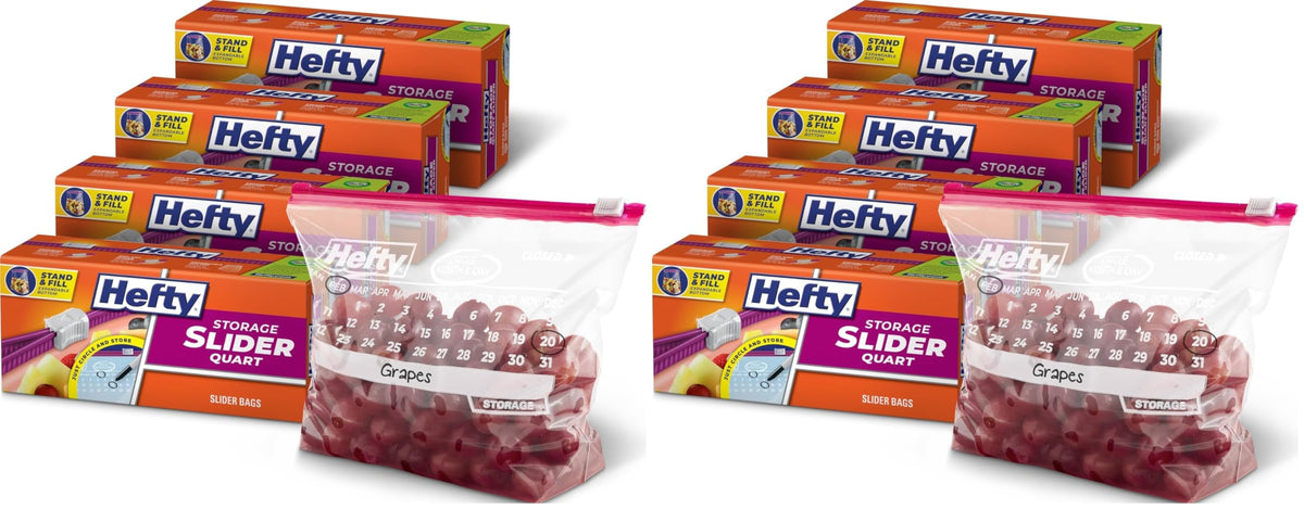 Hefty Calendar Slider Storage Bags, Quart Size, 4pk, 40ct (160 Total)