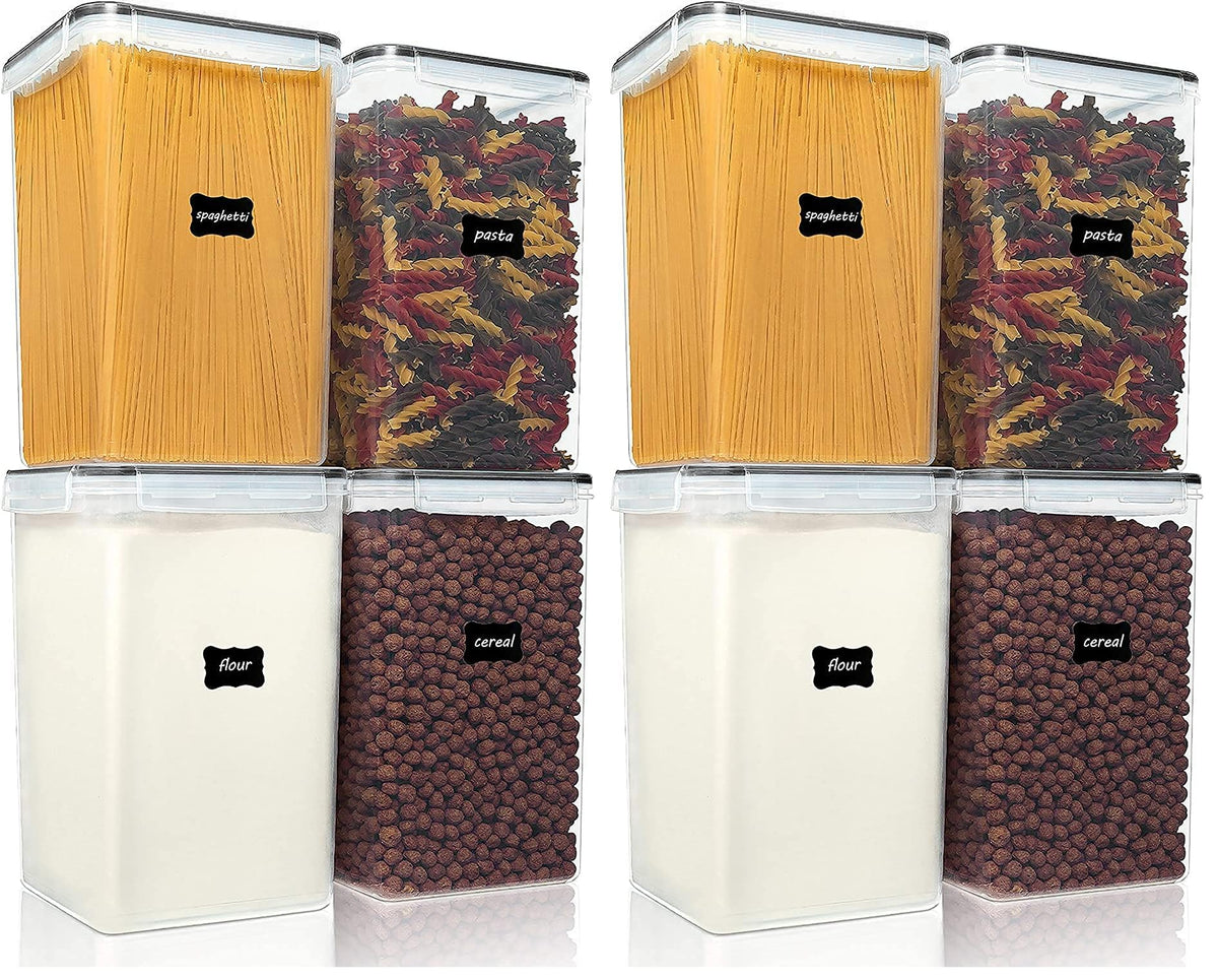Vtopmart 5.2L Flour Sugar Storage Containers, 4 PCS, Black