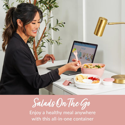 Bentgo Salad Container, Lunch Bowl with 4-Compartment Toppings Tray, 54 oz