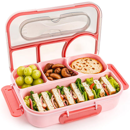 EASYFUN Bento Box Adult, Lunch Box, 4-Compartment Lunch Containers, Drop-Proof, Dishwasher Safe & Made with BPA-Free Materials(Khaki)