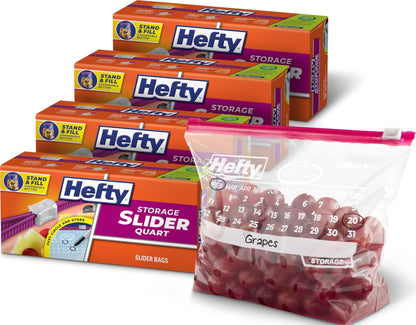Hefty Calendar Slider Storage Bags, Quart Size, 4pk, 40ct (160 Total)