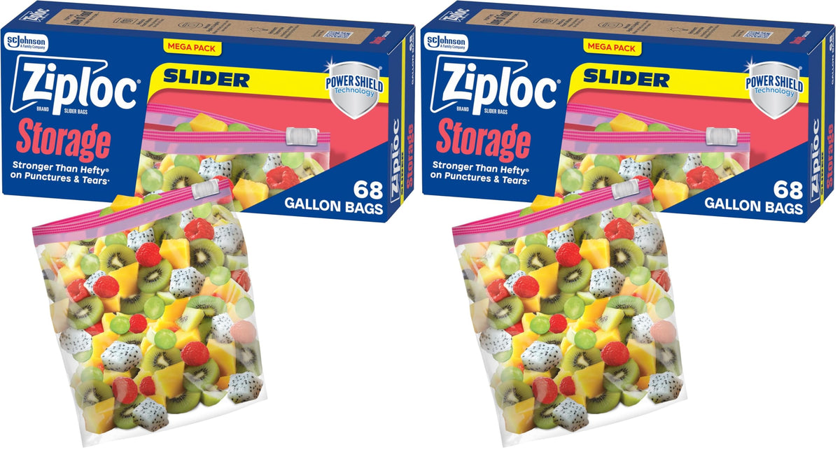 Ziploc Gallon Food Storage Slider Bags, 68 Count