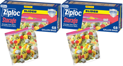 Ziploc Gallon Food Storage Slider Bags, 68 Count