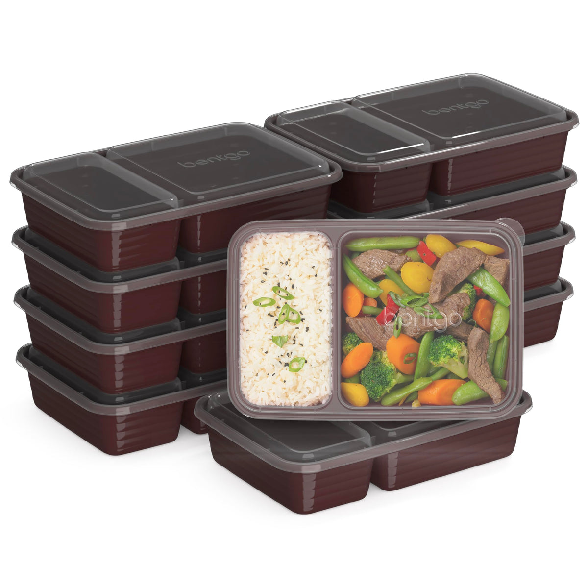 Bentgo Prep - 20-Piece 2-Compartment Reusable Meal Prep Containers with Lids, PFAS & BPA Free Materials, Durable, Microwave, Freezer, & Dishwasher Safe To Go Food Storage (Sky)
