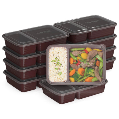 Bentgo Prep - 20-Piece 2-Compartment Reusable Meal Prep Containers with Lids, PFAS & BPA Free Materials, Durable, Microwave, Freezer, & Dishwasher Safe To Go Food Storage (Sky)