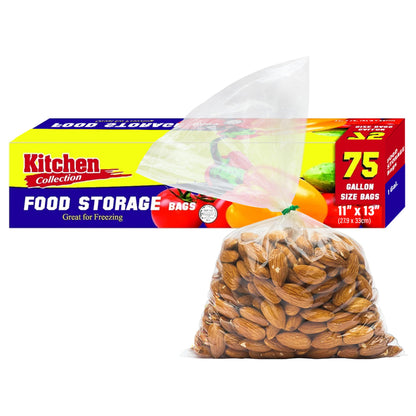 PARTY BARGAINS 1 Gallon Food Storage Bags with Twist-Ties, 11" x 13" (225 Count) – Heavy Duty Plastic Food Saver Bags for Kitchen, Meal Prep, Freezer & Pantry Organization
