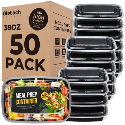 Meal Prep Containers 24oz-100 Pack (200-Piece) Reusable Food Storage Containers with Lids Microwave, Freezer, Dishwasher Safe - Leakproof & BPA Free Durable Plastic Bento Box for To Go Take Out